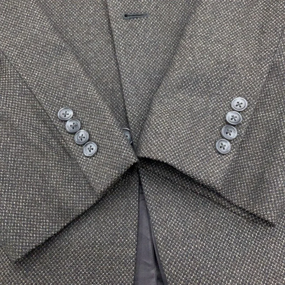 Pronto Uomo Blazer Men 42R Gray Tan‎ Career Lanificio Galtes Wool Italy VTG